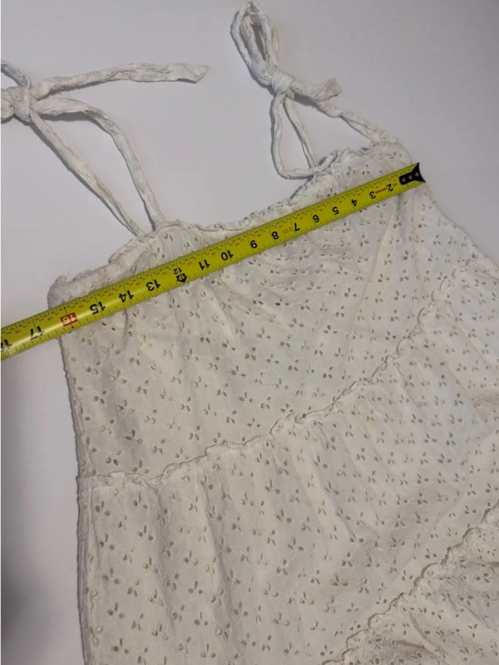 Altar’d State White Eyelet Tie Strap Dress Large Boho Cottagecore - Picture 9 of 10